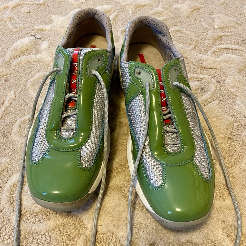 Prada sz 38 America’s cup patent green shoe